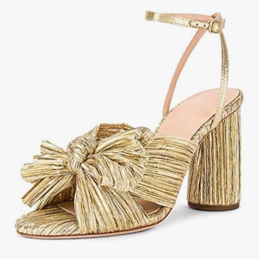 Elegant Gold Bow Women's Heels